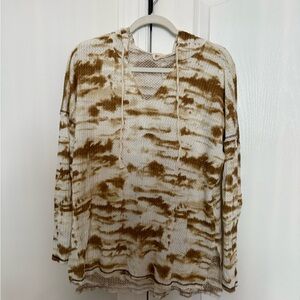 Brown and White Tie-Dye Waffle Hoodie